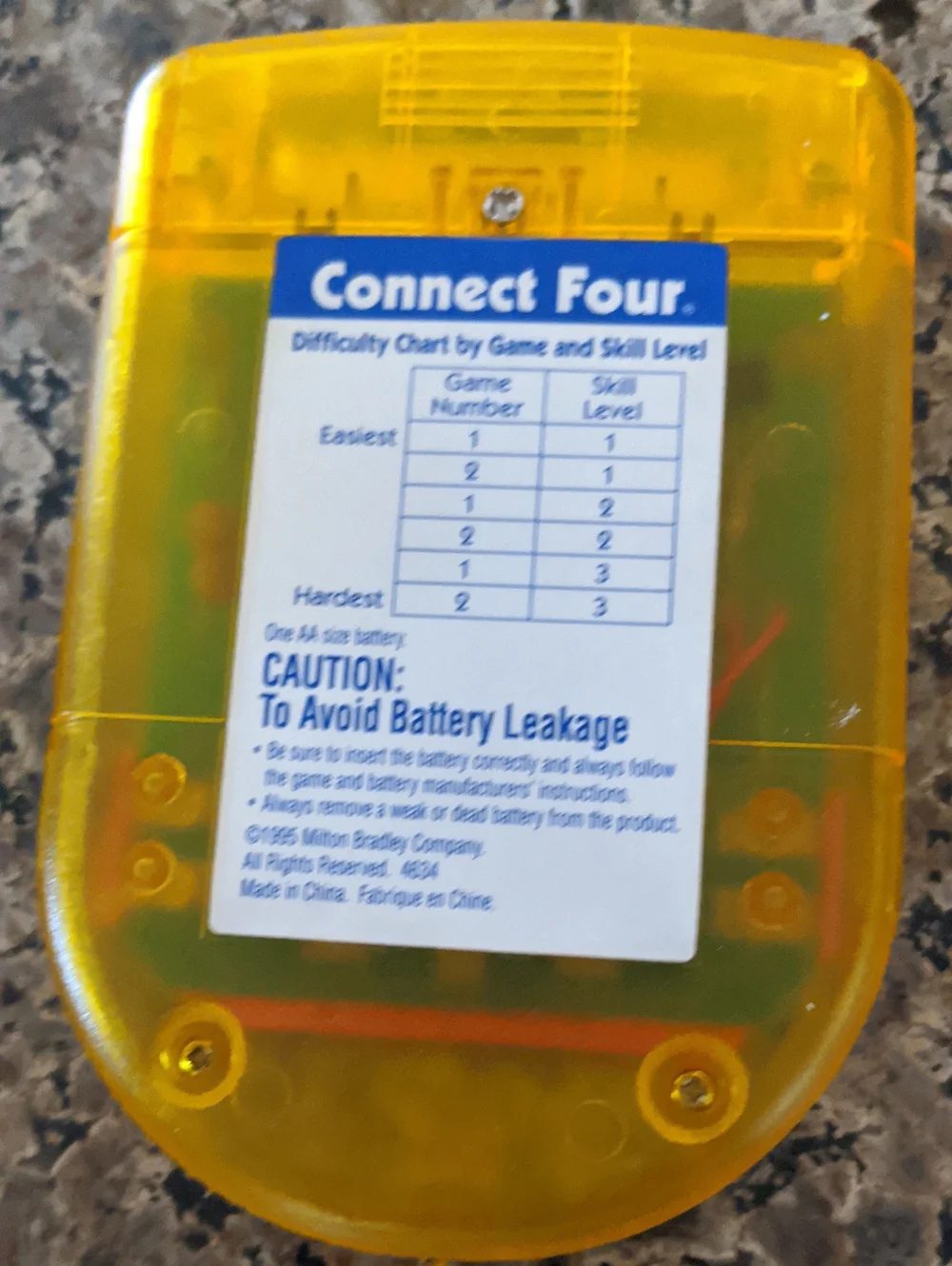 Vtg Connect Four Electronic Handheld Game WORKS MB 1995 Translucent Orange WORKS